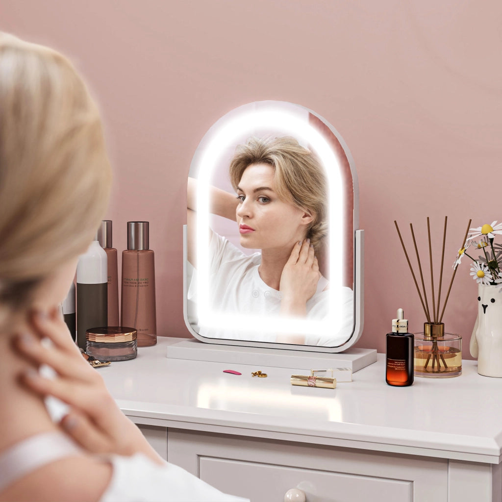 Specchio Trucco con Luce LED Regolabile ¨C zephmum ¨C Bianco 33x12x44,5 cm