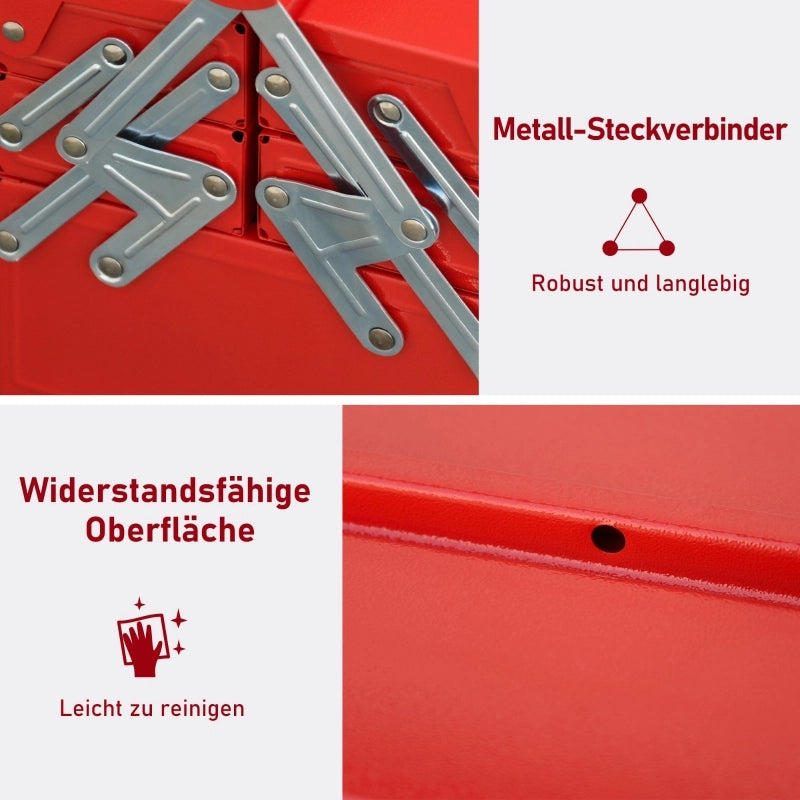 CASSETTA PORTA ATTREZZI pieghevole con 5 scomparti, 45 x 20 x 34,5 cm, rosso
