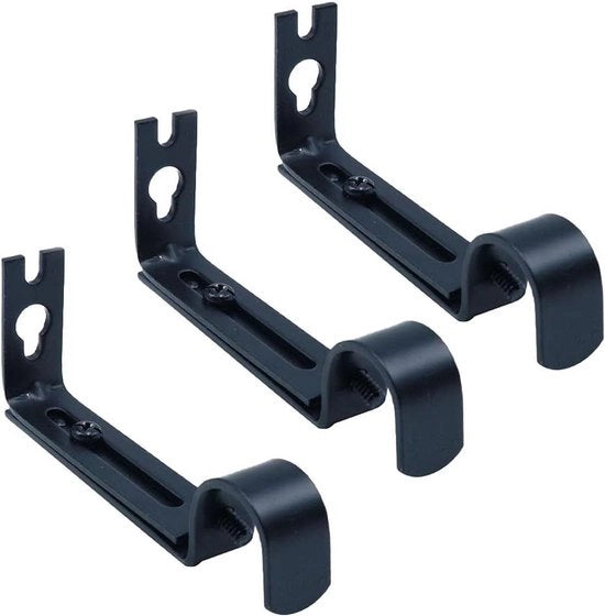 Set di 3 Braccio di Finestra con Maniglione in Acciaio Inox con Finitura Satinata - Regolabile (Nero)