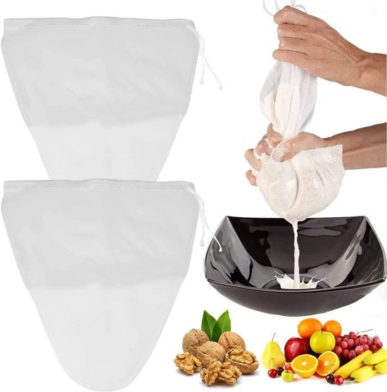 Filtro a forma - 30 x 30 cm - Sac di polpa di frutta organico - Latte di mandorla - Latte di avena - Per succhi di frutta e verdura - Pacchetto da 2