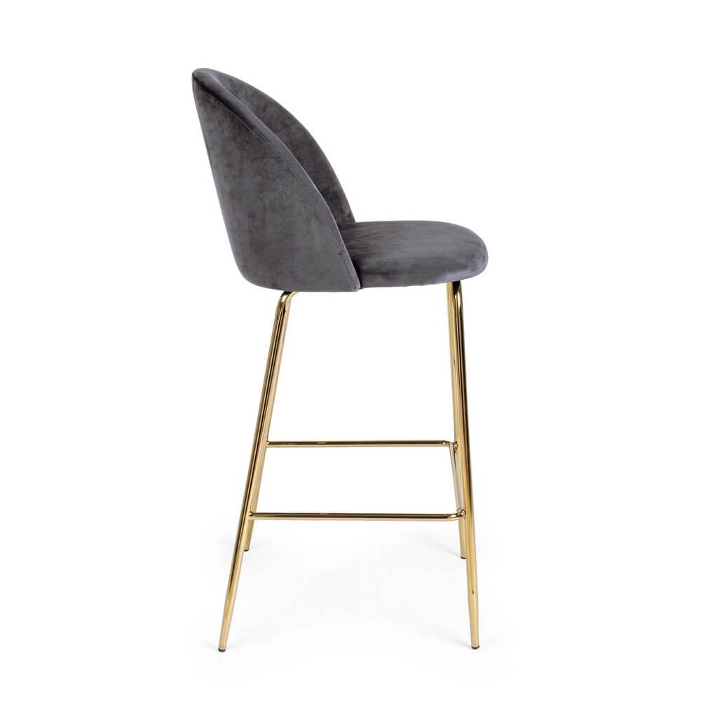 Set di 2 Sgabelli Bar in Velluto con Gambe Dorate - SIMON