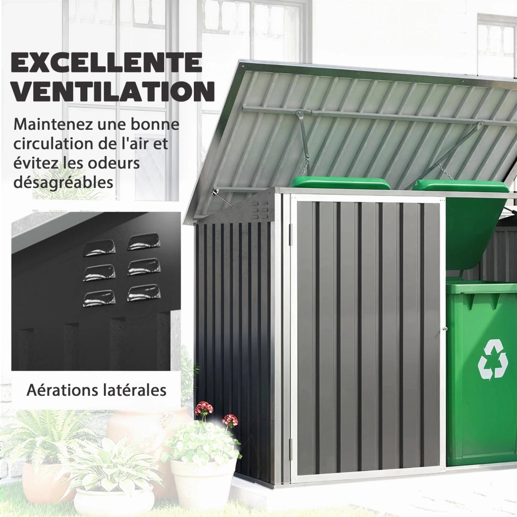 Cabina Rifiuti da Giardino 2x240L ¨C Zephmum ¨C 179.5x108x129.5cm Grigio