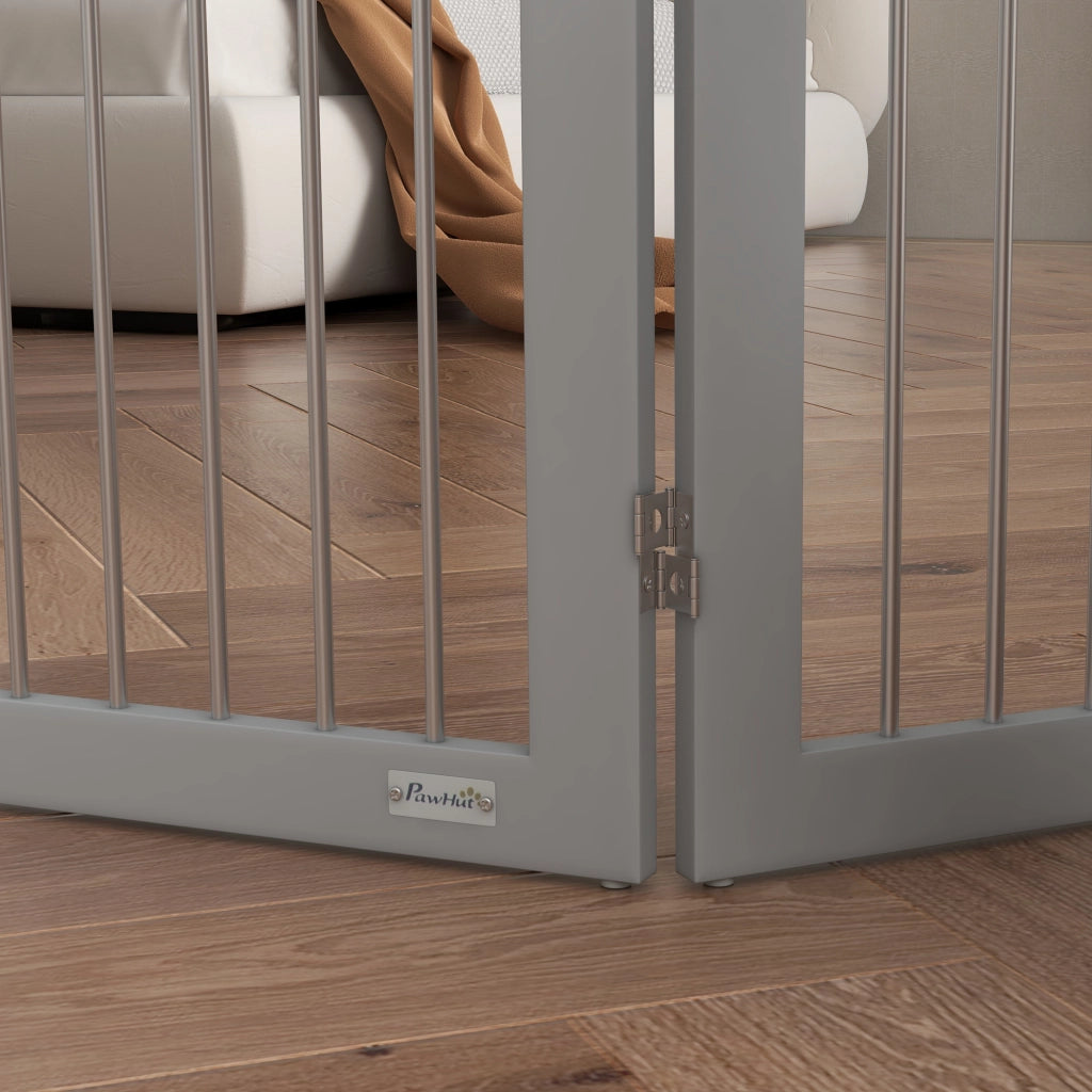 Cancello per Cani Pieghevole per Scale e Porte con Supporto a Piede ¨C Zephmum ¨C Grigio 154x30x80 cm