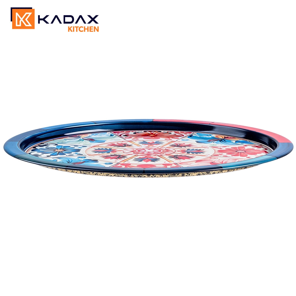 Vassoio decorativo rotondo KADAX con mosaico in metallo, grande 32,5 cm
