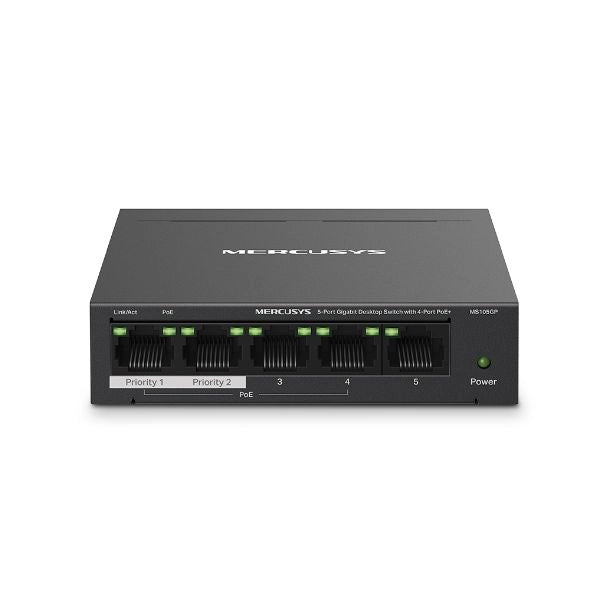 Switch desktop ms105gp unmanged poe 5p gigabit 4 poe+ fino 65w
