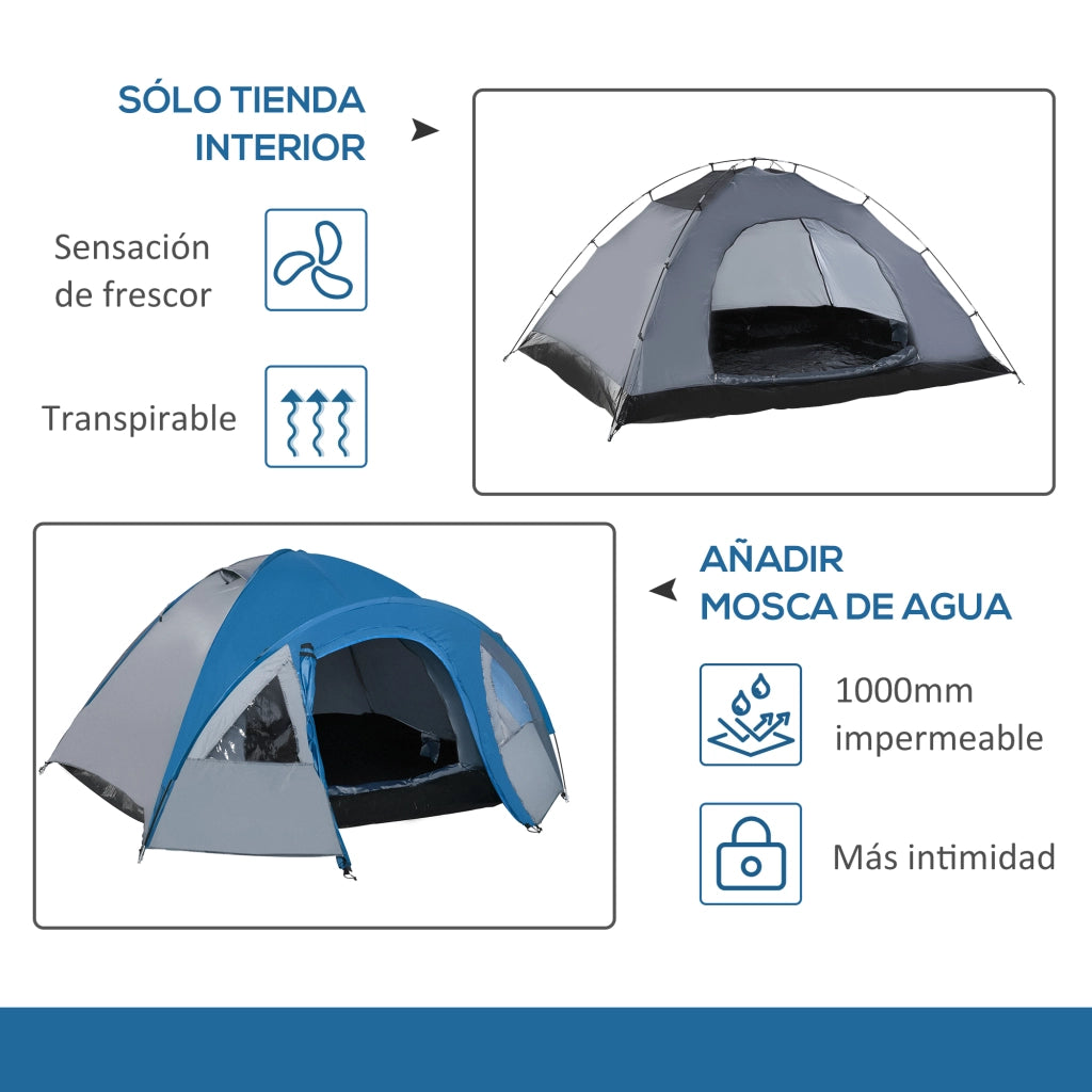 Tenda da campeggio 3 persone ¨C zephmum ¨C 250x300x130 cm grigio e blu