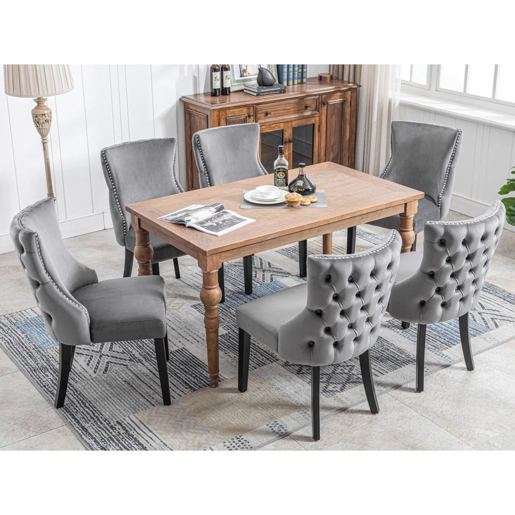 SEDIA da pranzo in velluto grigio, set da 6 pezzi, seduta 50 cm