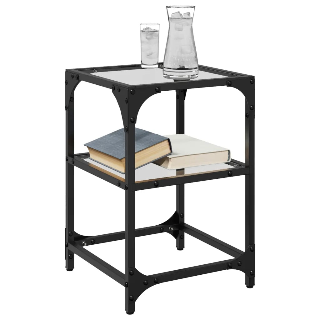 Tavolino salotto | Tavolino da caff¨¨ | Tavolino da Soggiorno con Piano Vetro Trasparente 30x30x45cm Acciaio