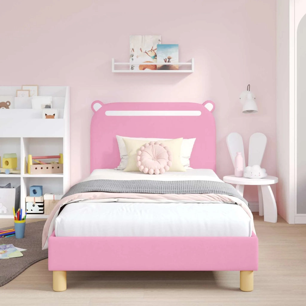 Struttura letto bambini con testata Rosa 90 x 190 cm Tessuto 42011222