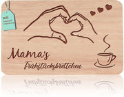 Scrittaio per colazione con incisione "BREAKFAST MAMMA" in legno di quercia | Ideale regalo per la mamma, il compleanno, Natale