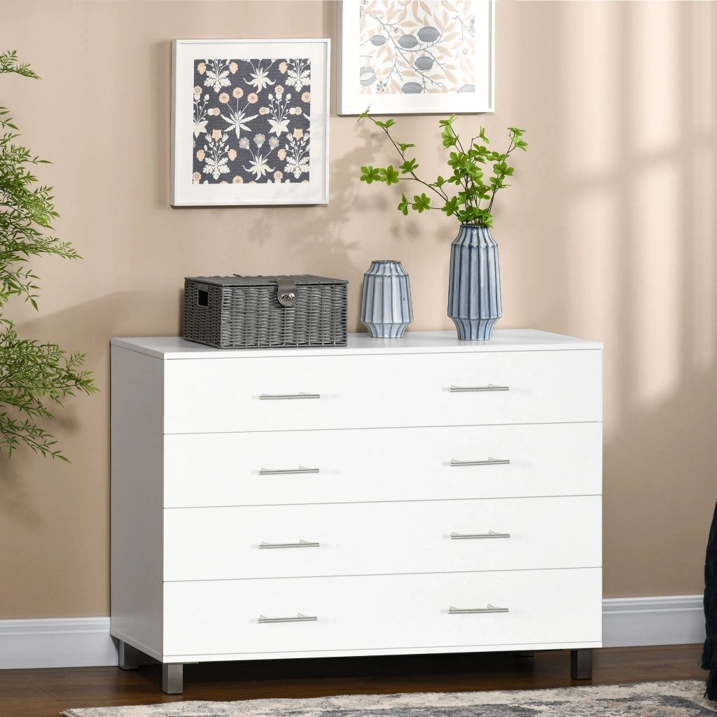 Cassettiera Moderna con 4 Cassetti ¨C Zephmum ¨C Bianco 112x38x81 cm