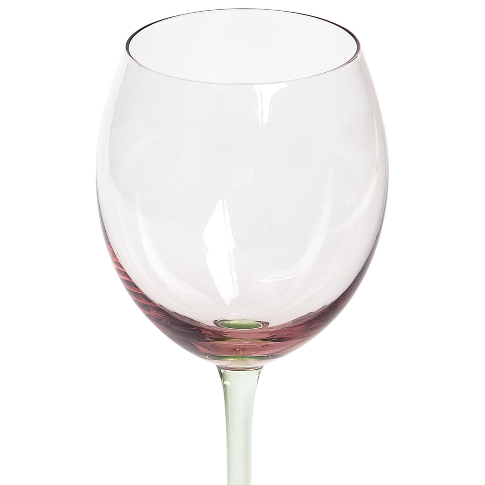 Set di 4 calici da vino in vetro trasparenti rosa e verdi soffiati a mano 36 cl aperitivo cena