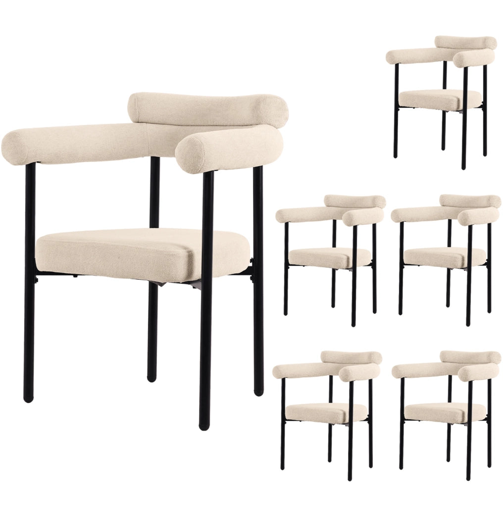 Poltroncina da pranzo beige con struttura in ferro