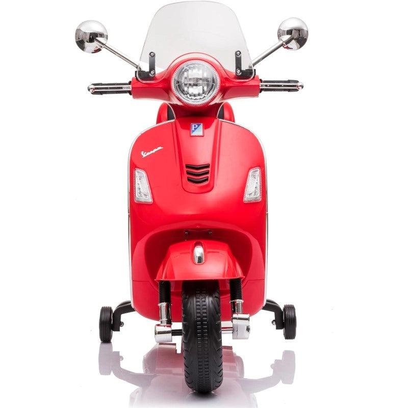 Moto Elettrica per Bambini Piaggio Vespa GTS SUPER 12V Full Optional con Bauletto Rosso