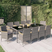 Set da Pranzo Esterni 11pz con Cuscini Polyrattan Nero e Grigio cod mxl 71737
