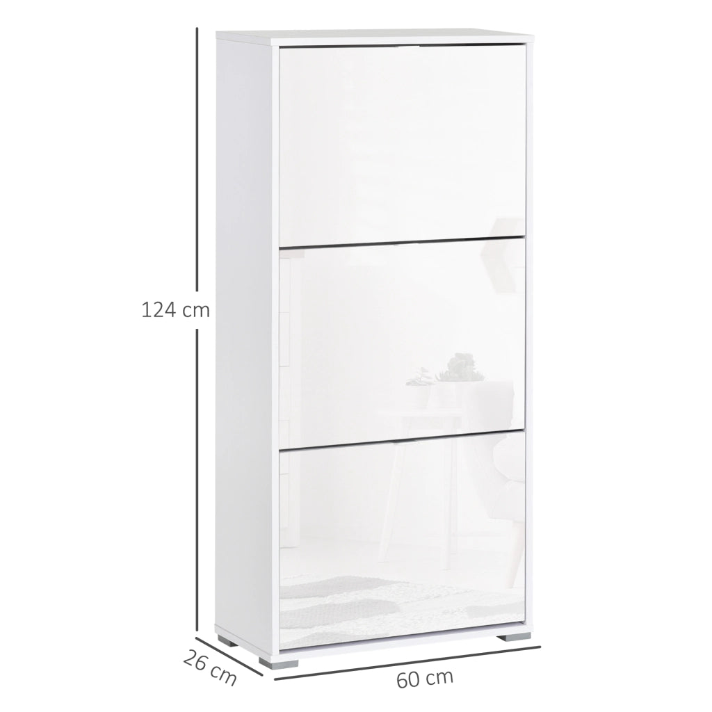 Armadio per Scarpe con 3 Cassetti ¨C zephmum ¨C Bianco 60x26x124 cm