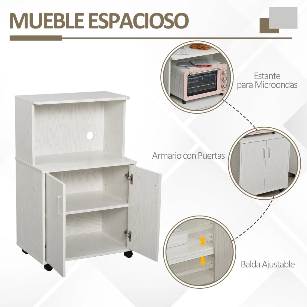 Armadio Basso per Cucina con Ante e Ripiano Regolabile ¨C zephmum ¨C Bianco 60,4x40,3x97 cm
