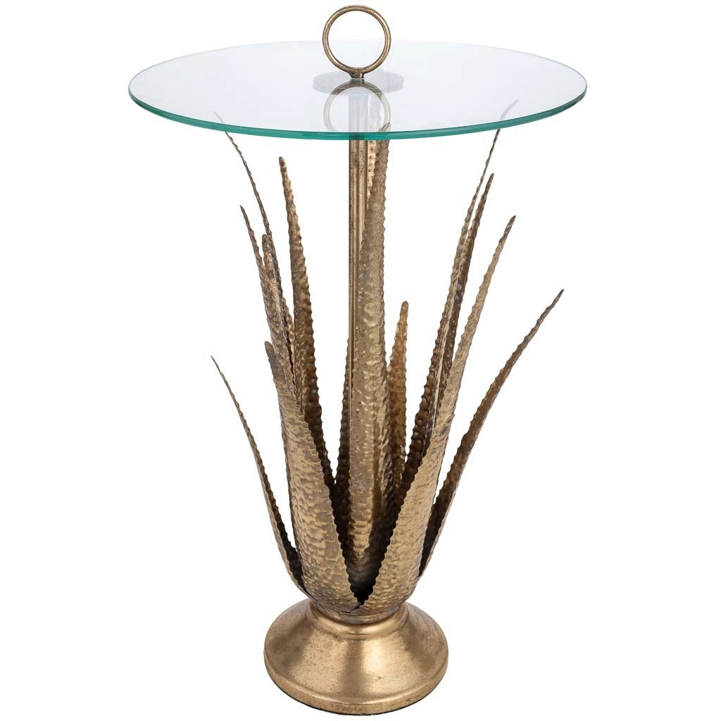 Mesa auxiliar in metallo dorada 50x50x85 cm