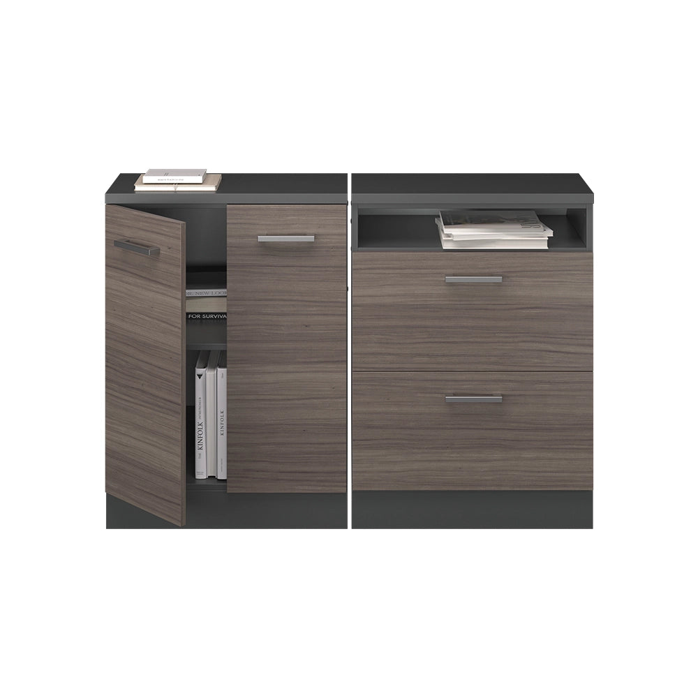 Mobile cucina sottotetto R-Line Grigio nobile/Antracite 120 cm Set di 2 carcasse armadio profondità 60 cm Vicco