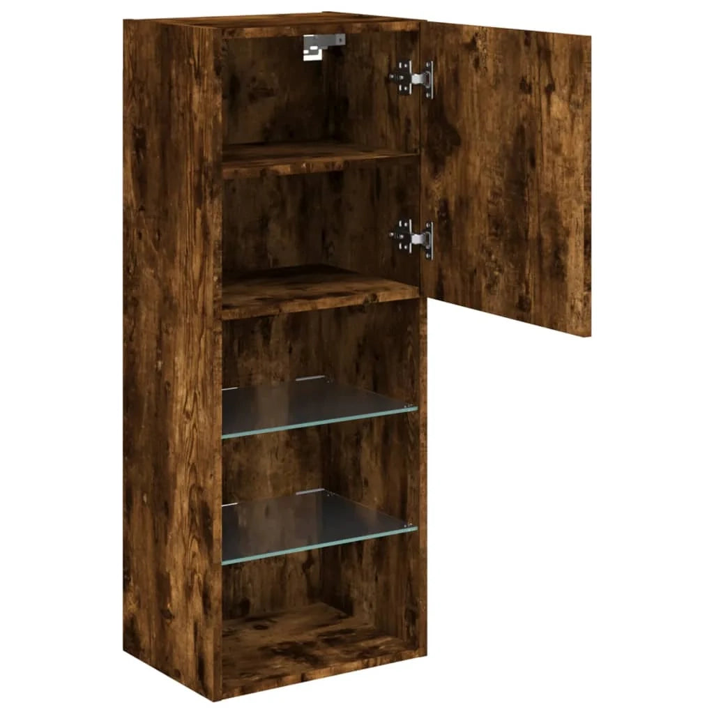Mobile TV multimediale mensola TV credenza mobile TV per sala da pranzo soggiorno camera da letto con luci a LED rovere affumicato 40,5 x 30 x 102 cm marrone 02_0026740