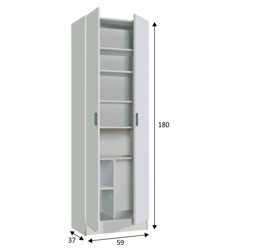 ARMADIO MULTIUSO 2 ANTE BIANCO 007146O L.59 P.37 H.180 CM