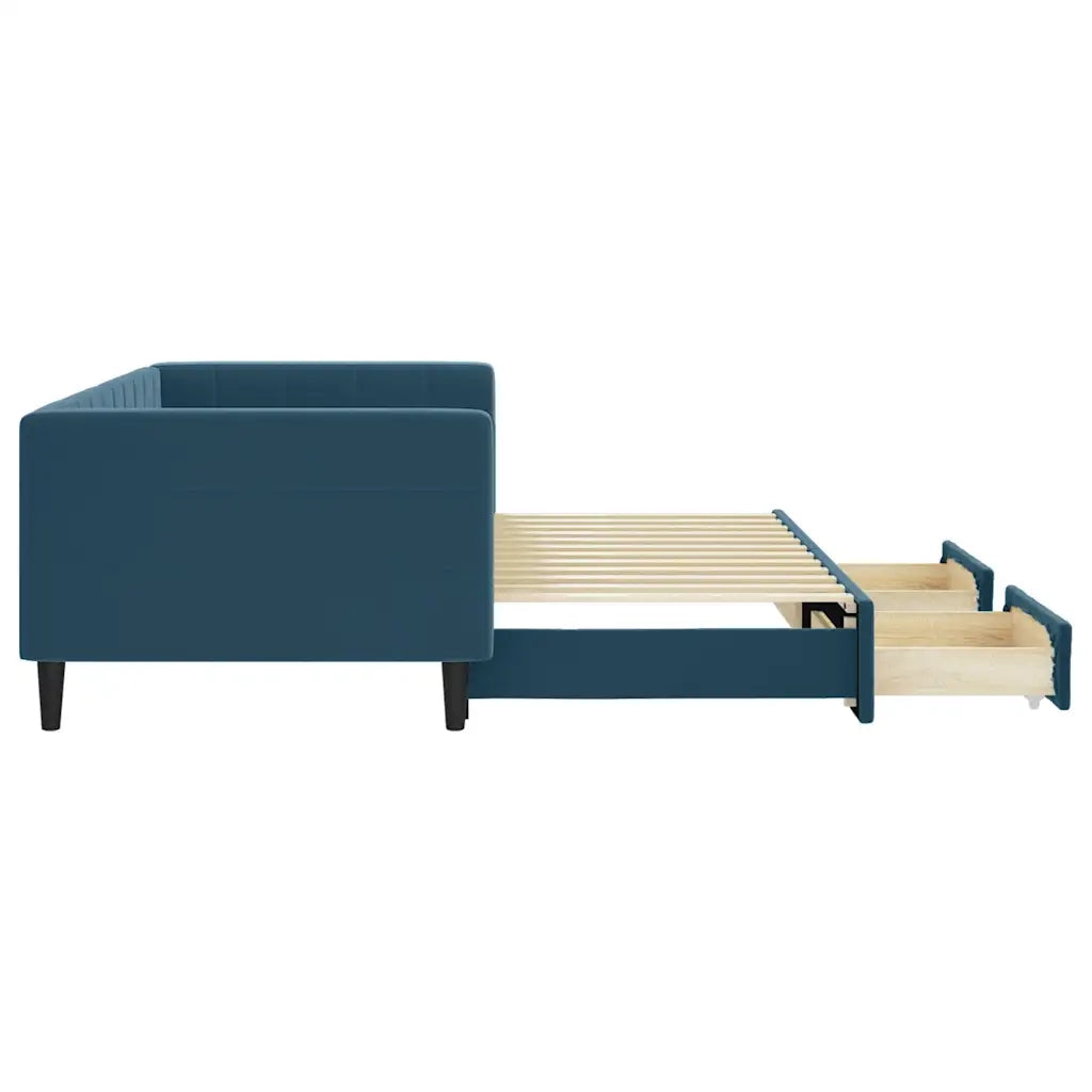 Divano Letto Estraibile con Cassetti-Sofa Letto-Daybed Blu 90x200 cm in Velluto 575610
