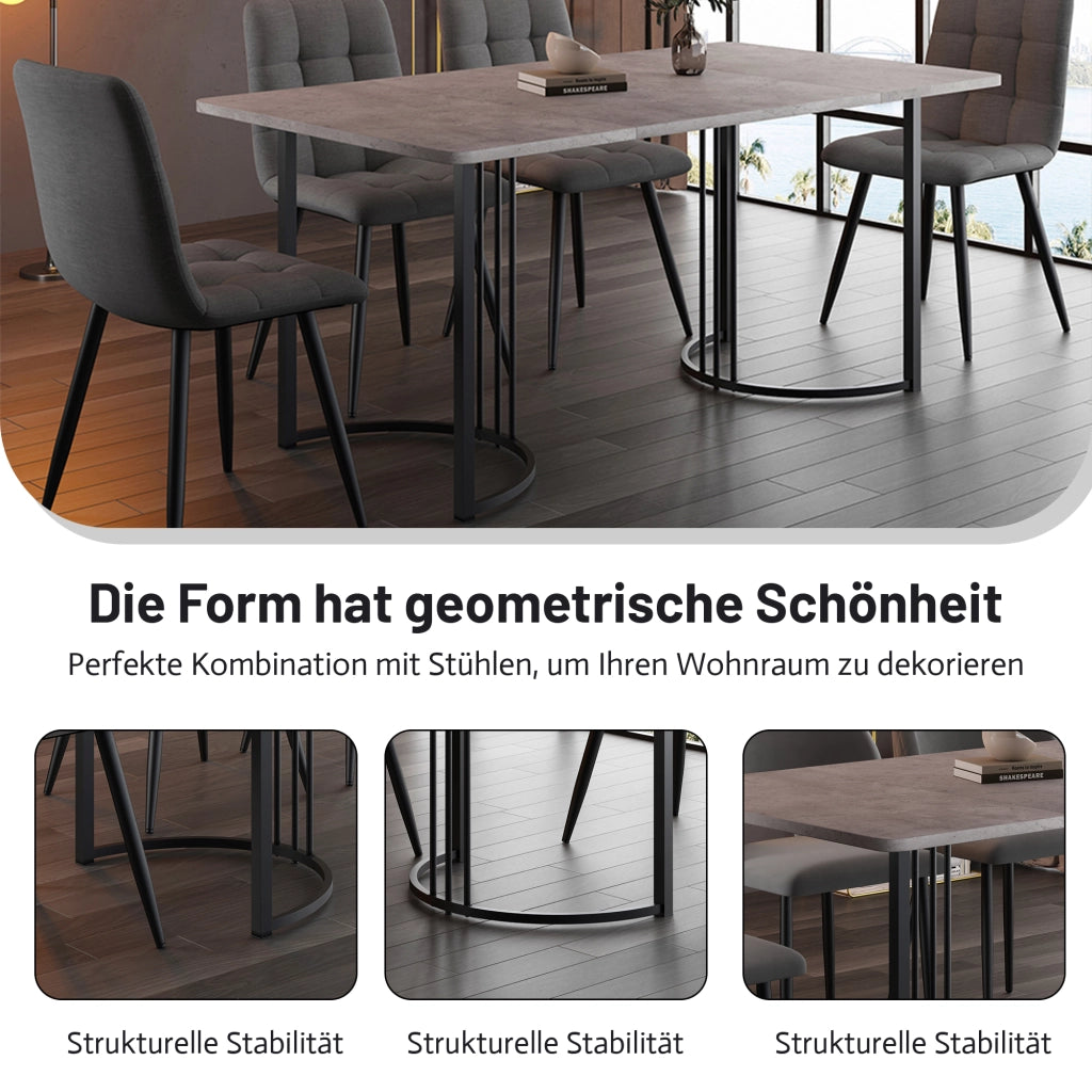 TAVOLO da pranzo 140 x 80 cm effetto marmo grigio MDF con struttura in metallo