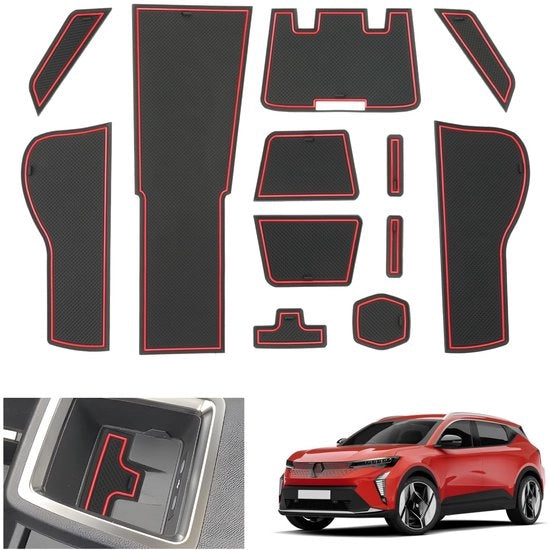 Accessori per Renault Scenic E-Tech 2024 2025, Mattoncini Antislip per Middenconsole, Bekerhouder, Mattoncini Antislip per Deurnaadmatten, Scenic E-Tech (Rosso)