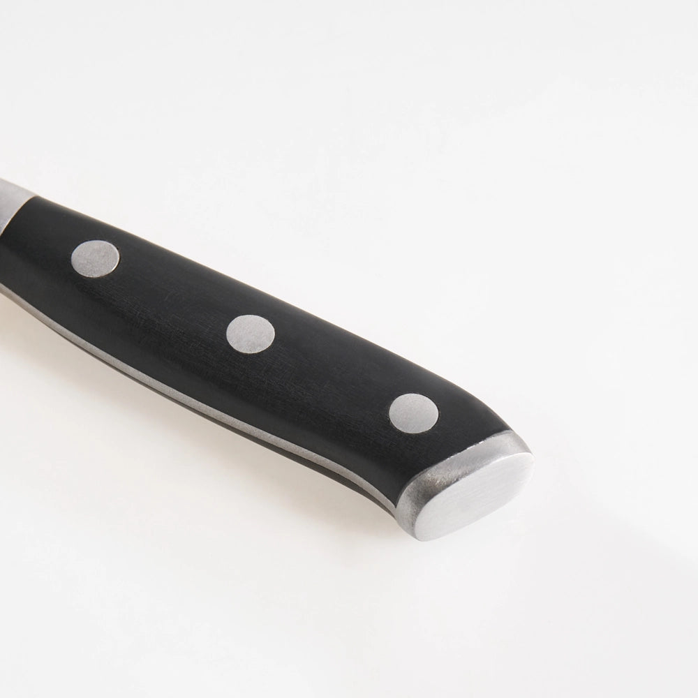 Set di coltelli da bistecca 6 pezzi Elegante confezione in acciaio inossidabile Manico in legno Lama seghettata Nero