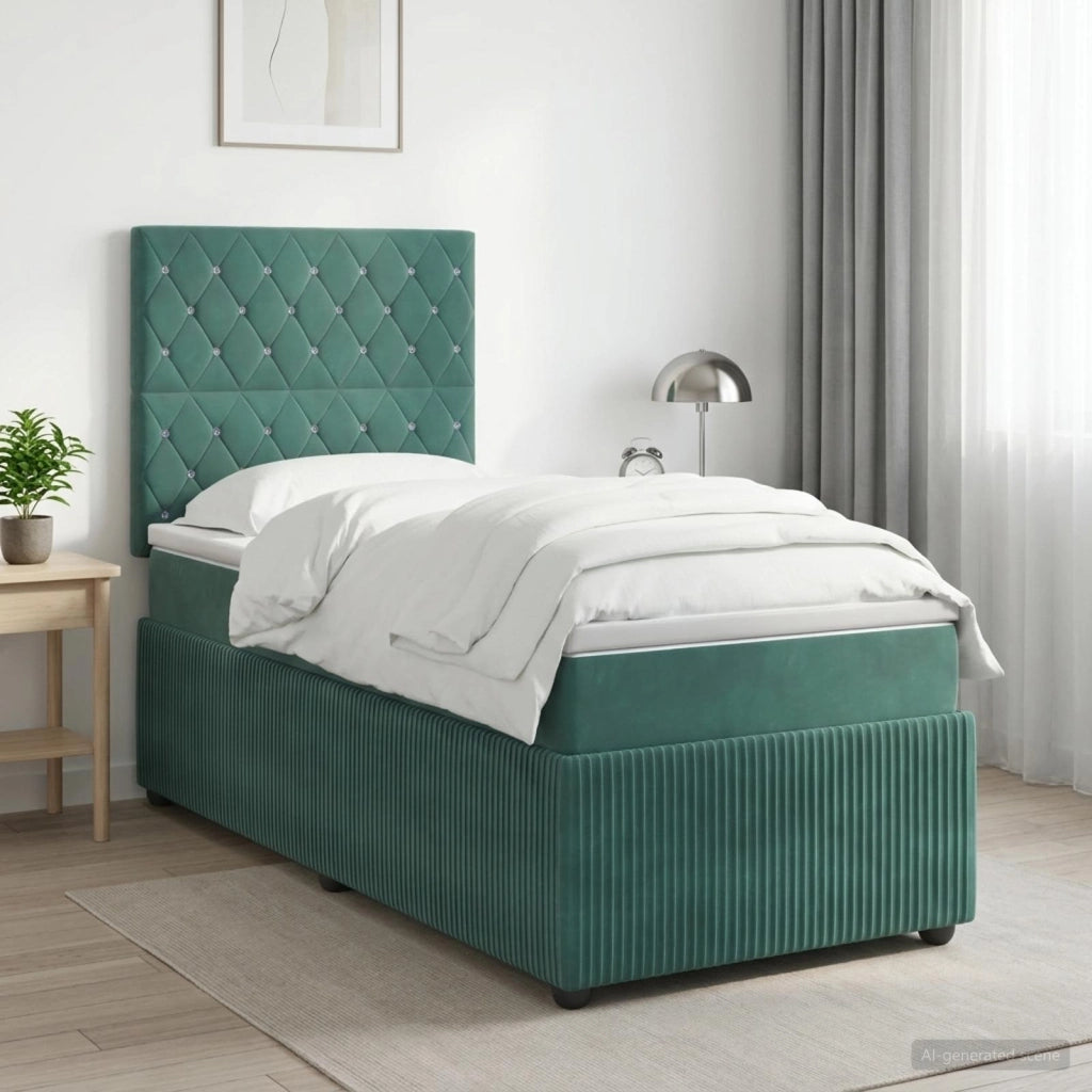 Letto box spring con materasso Verde Scuro 90 x 200 cm Velluto 3454526