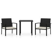 Set da Pranzo da Giardino 3 pz | Set Salotto da Giardino in Polyrattan Nero