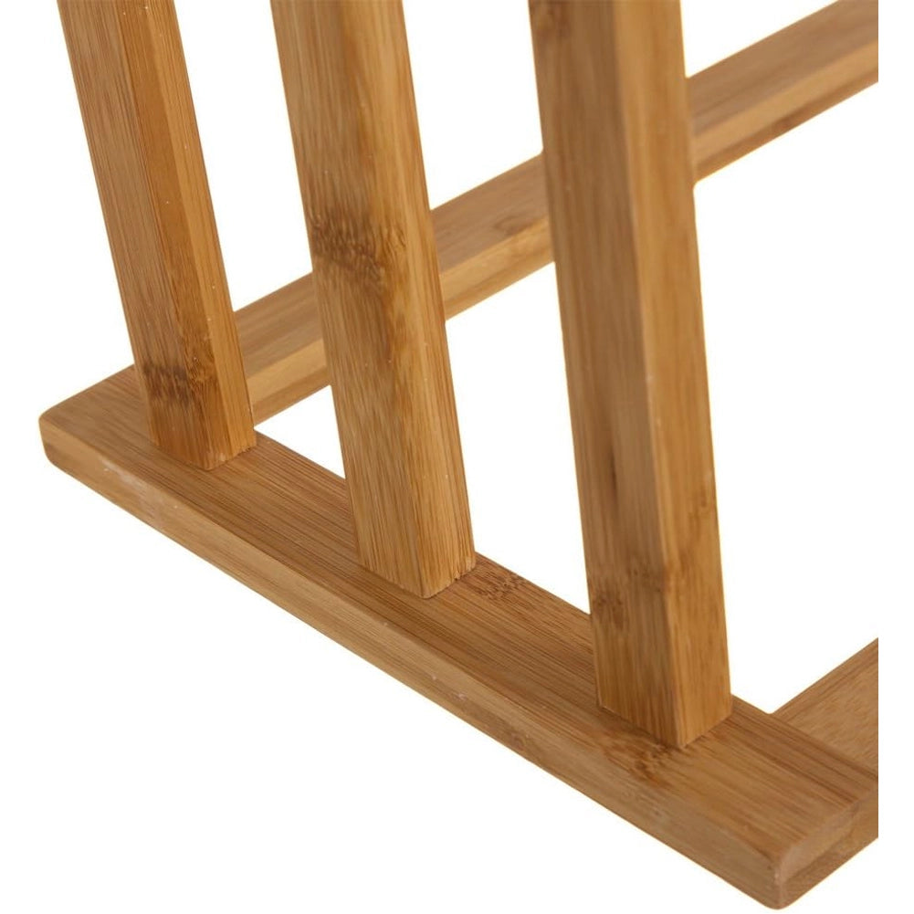 Porta Asciugamani Da Terra In Legno Bambu Carbonizzato 3 Braccia Piantana Bagno