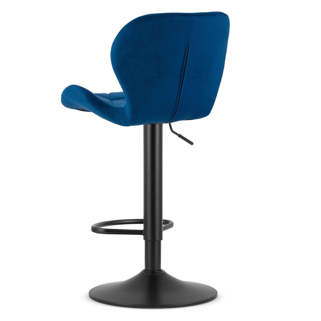 Set di 2 sgabelli alti West in velluto blu notte