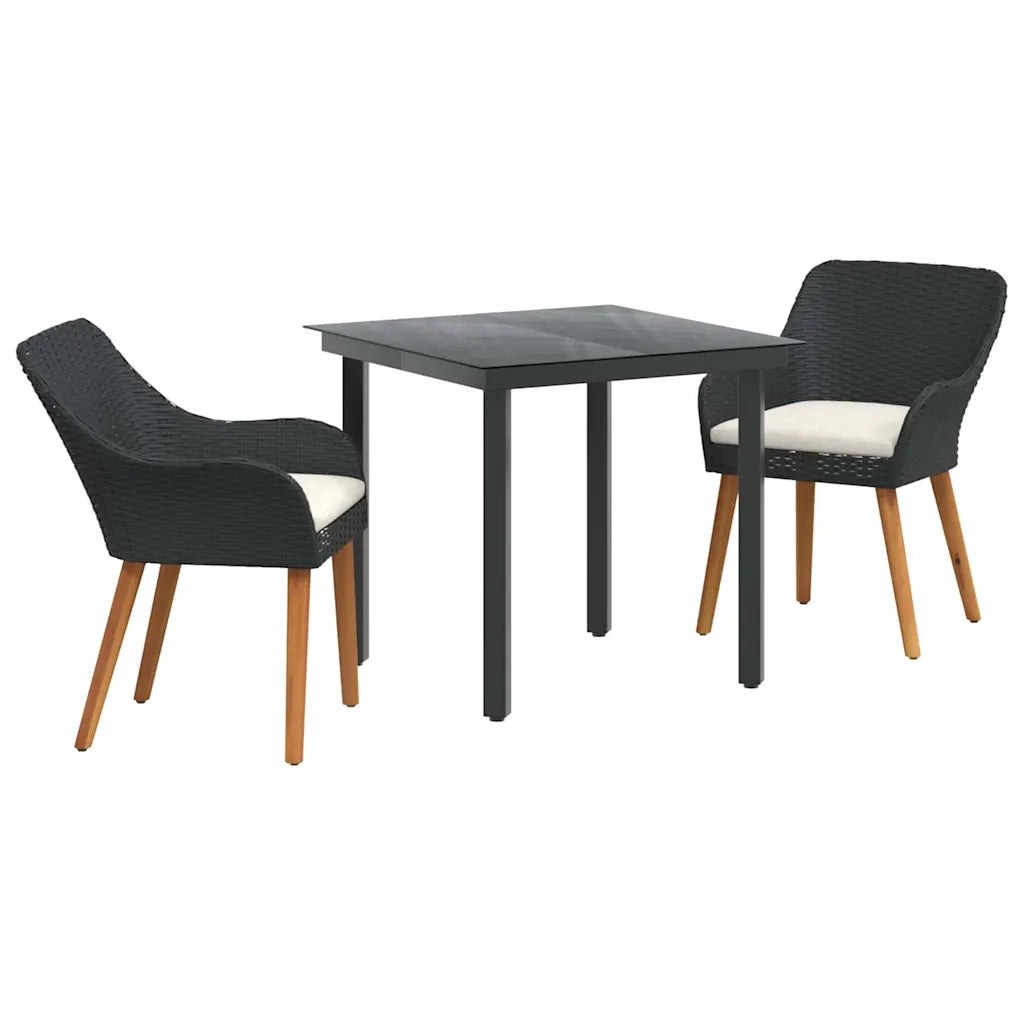 Set da Pranzo per Giardino con cuscino 3 pcs Nero polyrattan 3261670