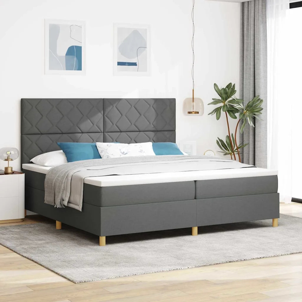 Letto a Sorgente LED Grigio scuro 200 x 200 cm Tessuto 3343202