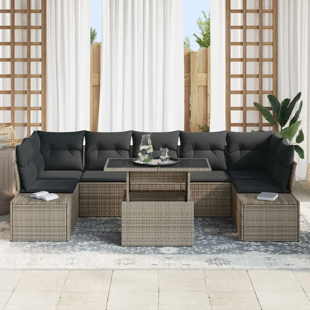 Set Divano da Giardino con cuscino 8 pcs Grigio