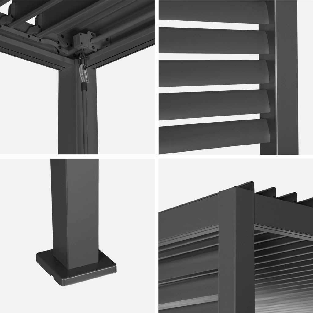 Pergola bioclimatica 3,5x3,5m in alluminio con lamelle orientabili +
