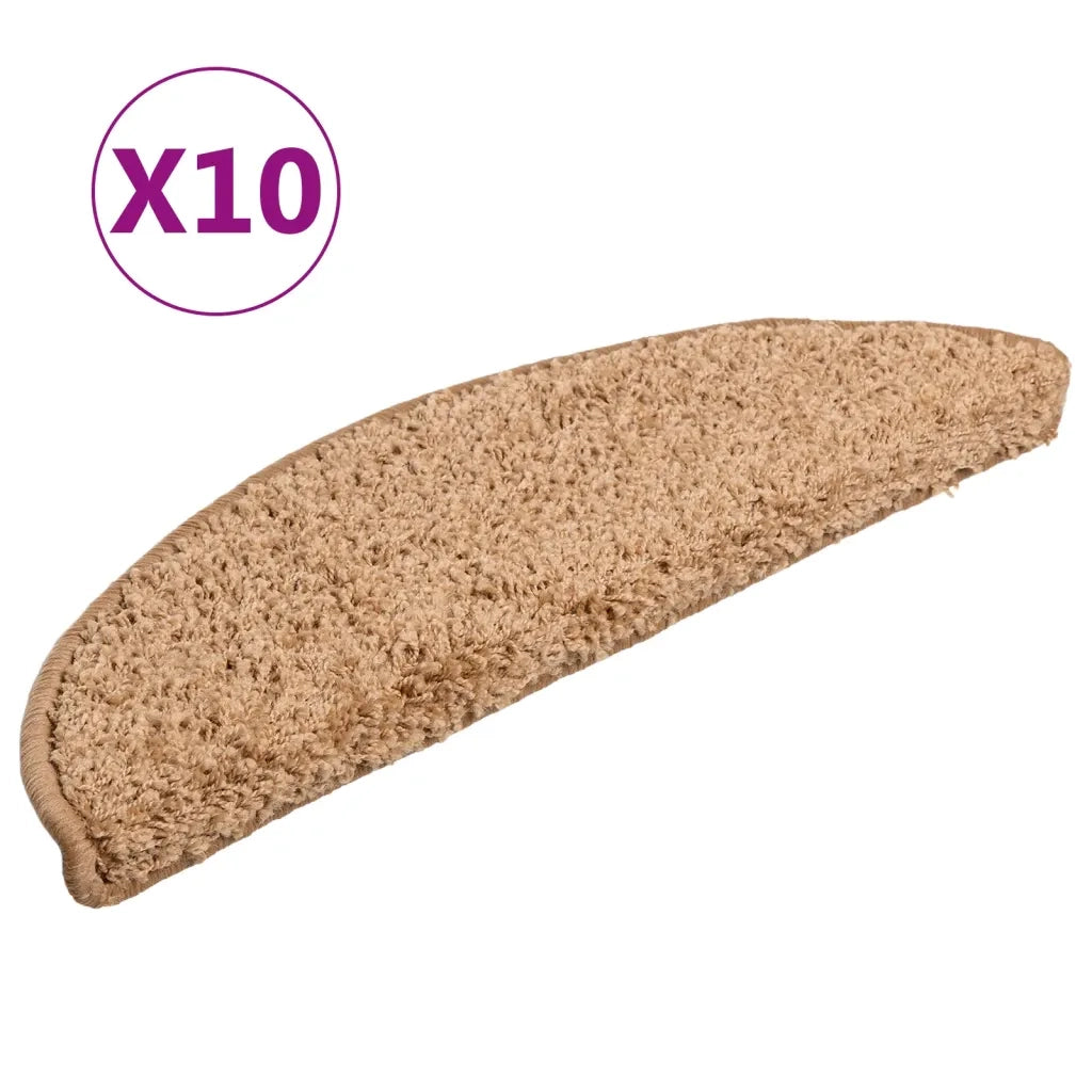 Tappetini per scale 10 pz 56x17x3 cm Beige Semicircolari 149787