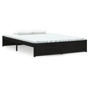 Letto matrimoniale | Letto per adulti | Giroletto Nero in Legno Massello 140x190 cm
