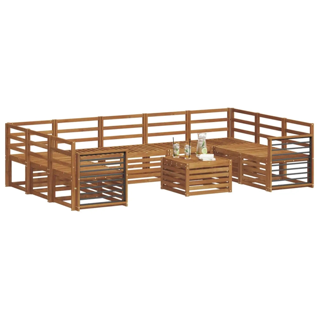 Set divani 10 pcs Naturale Legno di Acacia Massello 3375529