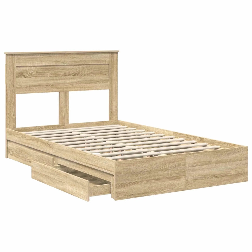 Letto con Contenitore con testiera Rovere Sonoma 135 x 190 cm 3409919