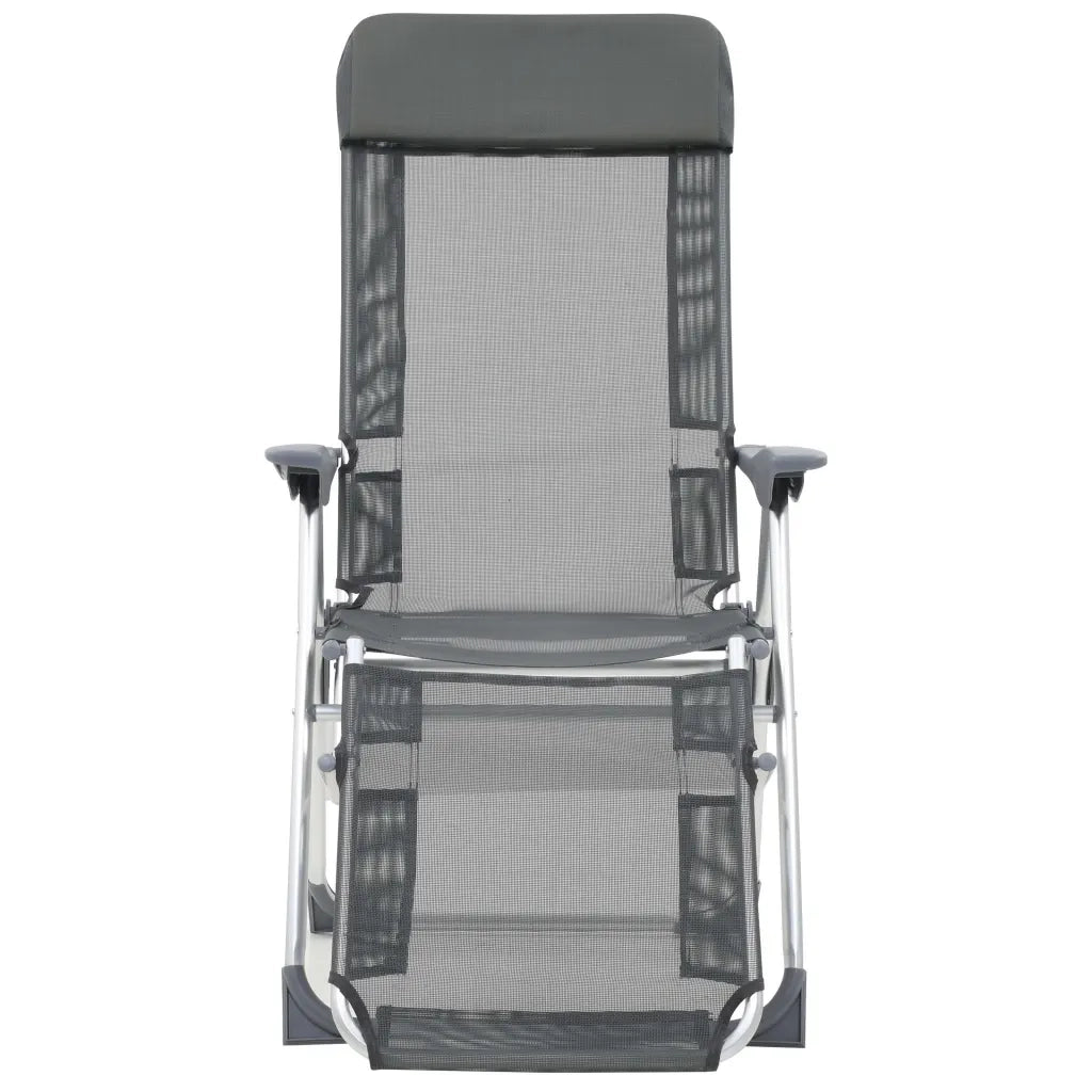 Sedie Campeggio Pieghevoli con Poggiapiedi 2 pz | Sedie da Esterno Grigio Textilene