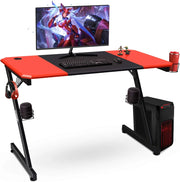 Scrivania Gaming a forma di Z, Scrivania Grande 120x60x76 cm, Scrivania da Gioco con Supporto per Bevande, Tavolo per Gaming o Computer, Ergonomica, Nero+Rosso