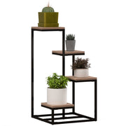 Scaffale per Piante a 4 Livelli in Legno e Metallo ¨C Zephmum ¨C Marrone e Nero 40x40x75.5 cm