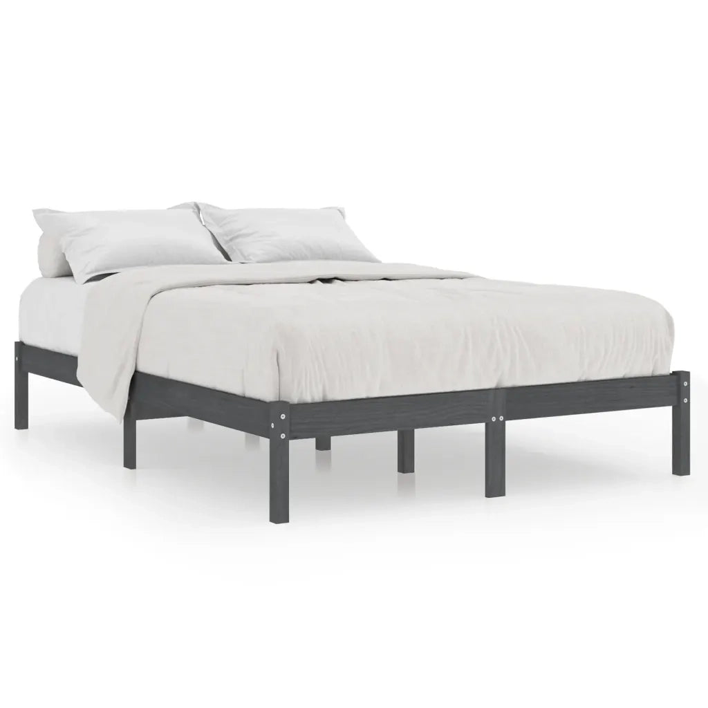 Giroletto-Struttura Letto Grigio in Legno Massello di Pino 200x200 cm 415648