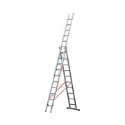 Trade Shop - Scala Tripla Trasformabile 3 Elementi In Alluminio A Sfilo O A Cavalletto Modula -   -3 X 11 Gradini    -