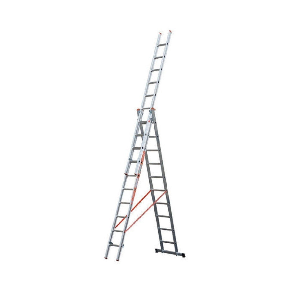 Trade Shop - Scala Tripla Trasformabile 3 Elementi In Alluminio A Sfilo O A Cavalletto Modula -   -3 X 11 Gradini    -