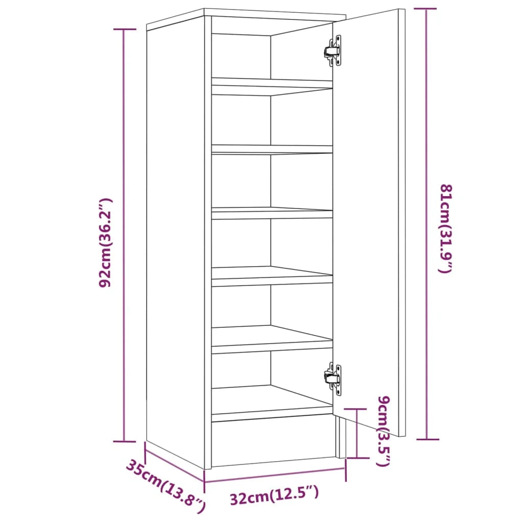 Scarpiera Sonoma 32 x 35 x 92 cm in legno ingegnerizzato grigio 02_0043424