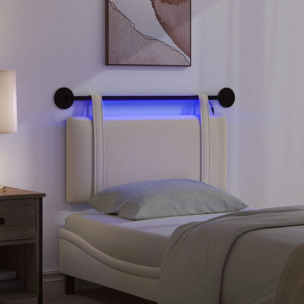 Testiera | Testata sospesa Con luce LED Crema Tessuto