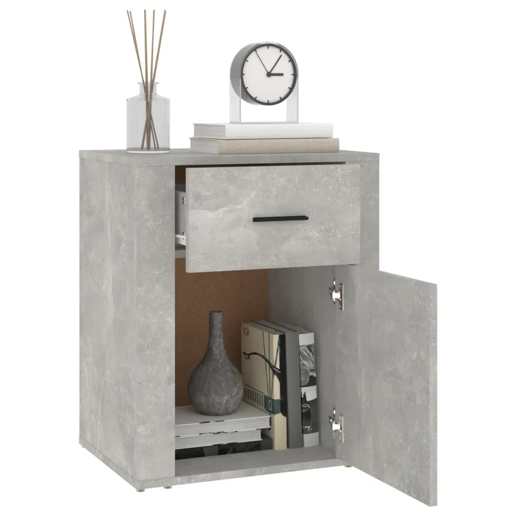 Comodino | Armadio da Notte | Mobiletto da notte Grigio Cemento 50x36x60 cm in Legno Multistrato